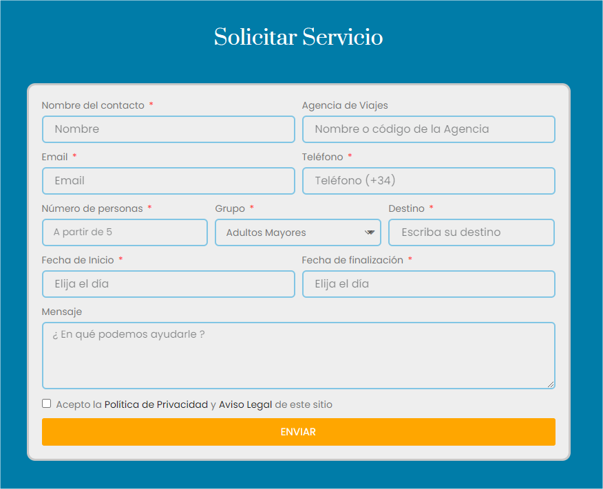 Solicitar servicio